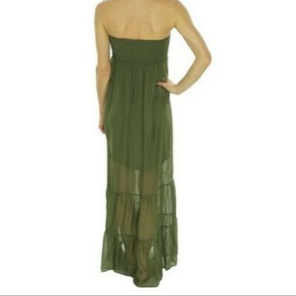 Guess Smocked Silk Tube Maxi Dress - Picture 2 of 5